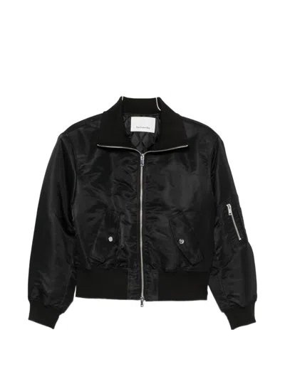 The Frankie Shop Storm Nylon Cropped Bomber Jacket In Black