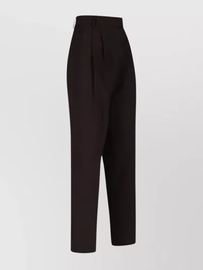 The Frankie Shop Straight Leg Trousers With Back Pocket And Pleats In Black