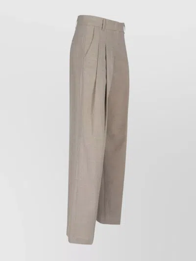 The Frankie Shop Straight Leg Trousers With Pleats And Pockets In Multi