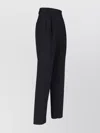 The Frankie Shop Straight Trousers Pleated Belt Loops Pockets In Blue