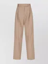 The Frankie Shop Beige Straight-leg Trousers With Front Pleats And Dual Pockets In Animal Print