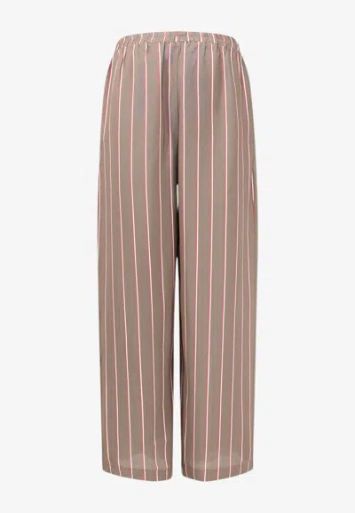 The Frankie Shop Straight-leg Striped Pants In Brown