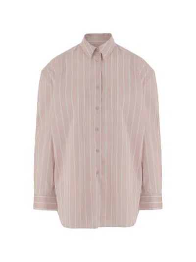 The Frankie Shop Womens Pink Stripes Oana Oversized Woven Shirt