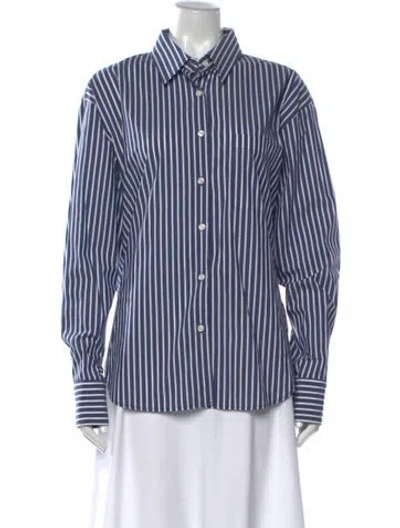 Pre-owned The Frankie Shop Striped Long Sleeve Button-up Top In Blue