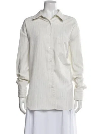 Pre-owned The Frankie Shop Striped Long Sleeve Button-up Top In White