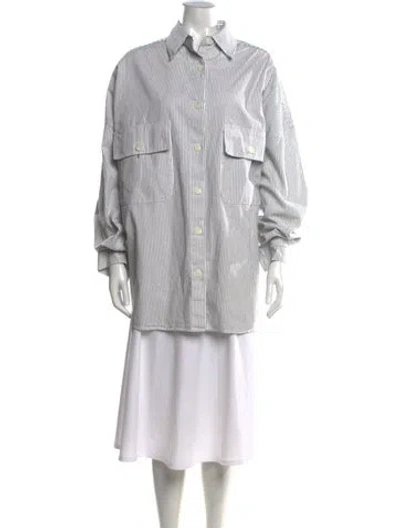 Pre-owned The Frankie Shop Striped Long Sleeve Button-up Top In White