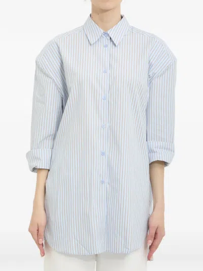 The Frankie Shop Womens Light Blue Stripe Oana Striped Cotton Shirt Xxs In White