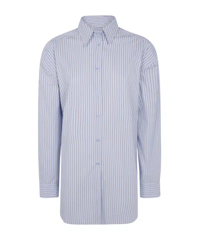 The Frankie Shop Striped Padded-shoulder Shirt In Blue