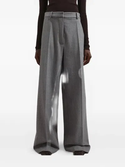 The Frankie Shop Striped-pattern Pleat Trousers In Gray