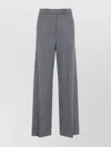 The Frankie Shop Striped Wide Leg Trousers With Belt Loops In Gray