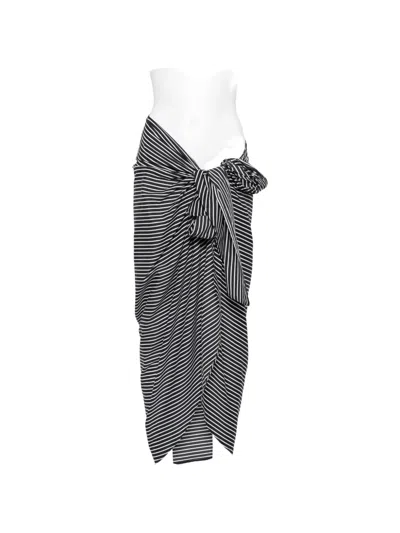 The Frankie Shop Striped Wrap-style Maxi Skirt In Black