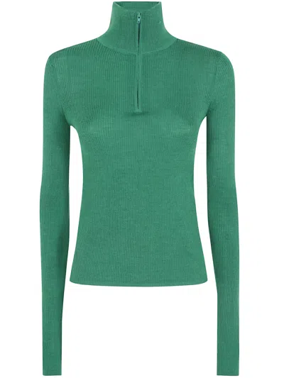 The Frankie Shop Sweater Knit Zip "sade" In Green