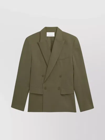The Frankie Shop Tailored Wool Blend Blazer With Peak Lapels In Green