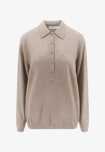 The Frankie Shop Tala Knit Sweater In Beige