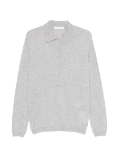 The Frankie Shop Tala Wool-blend Polo Sweater In Gray
