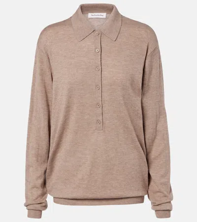 The Frankie Shop Tala Wool-blend Polo Sweater In Brown