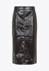 The Frankie Shop Crackled Pencil Skirt Textured Surface In Brown