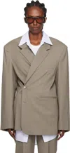 The Frankie Shop Taupe Crosby Wrap Blazer In Neutral