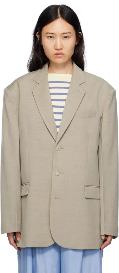 The Frankie Shop Taupe Gelso Blazer In Taupe Melange