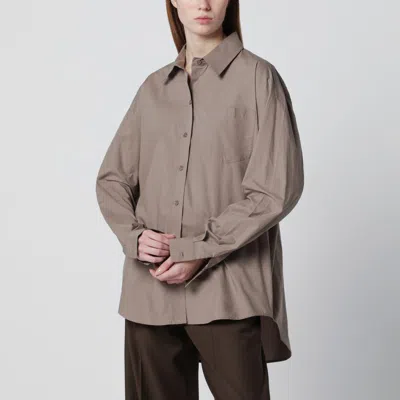 The Frankie Shop Taupe Ornella Asymmetric Shirt In Brown