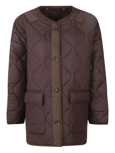 The Frankie Shop Teddy Quilted Shell Jacket In Brown