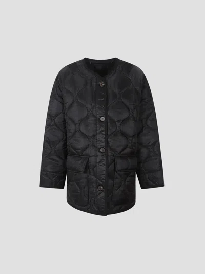 The Frankie Shop Teddy Quilted Mini Jacket In Black
