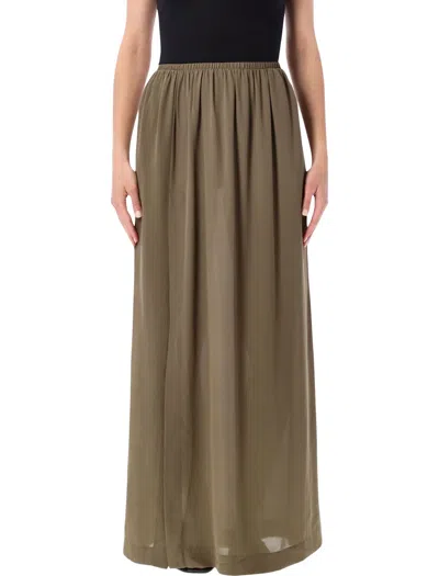 The Frankie Shop Elie Maxi Skirt Olive Green In Brown