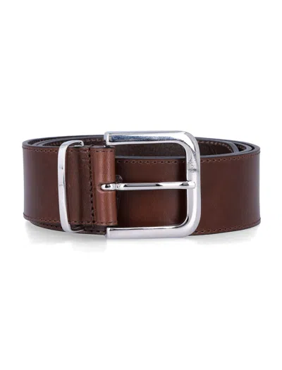 The Frankie Shop The Mini Sleek Belt - Height: 3.8 Cm In Brown Silver