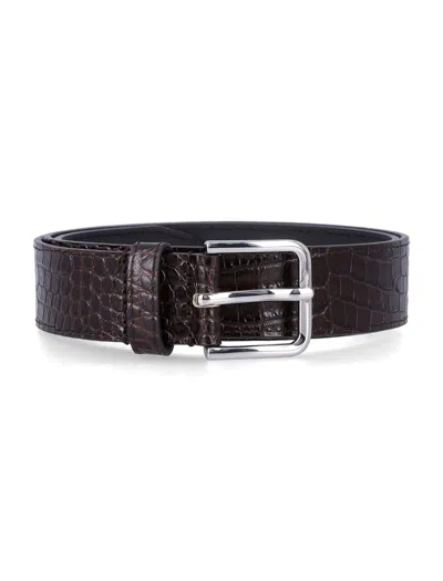 The Frankie Shop The Toni 3cm Belt In Brown Silver