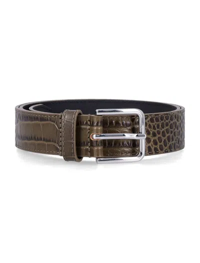 The Frankie Shop The Toni 3cm Belt - Sophisticated Style For Every Occasion In Olive Silver