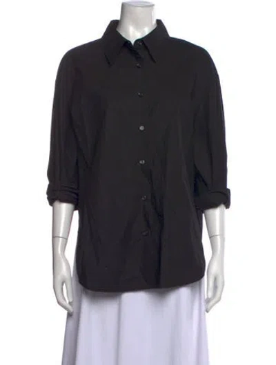 Pre-owned The Frankie Shop Three-quarter Sleeve Button-up Top In Black