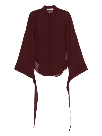 The Frankie Shop Verlin Tie-detailed Chiffon Shirt In Burgundy