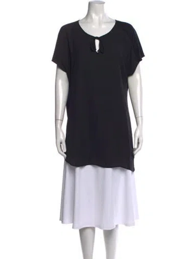 Pre-owned The Frankie Shop Tie Neck Short Sleeve Tunic In Black