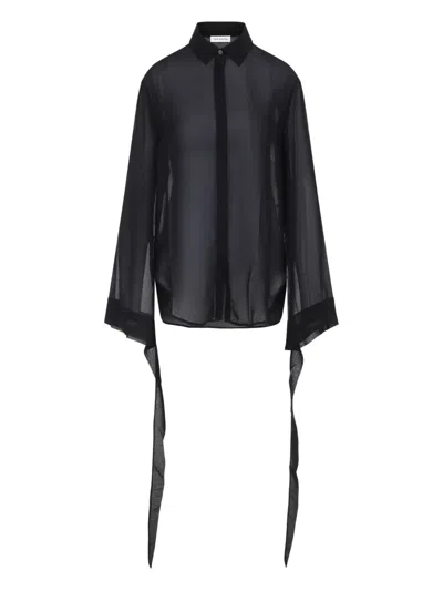 The Frankie Shop Tie-sleeve Top In Black