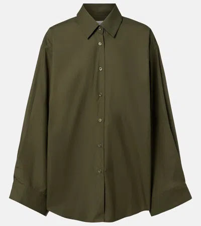 The Frankie Shop Tila Oversized Cotton Shirt In Green