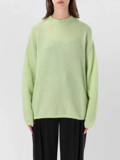 The Frankie Shop Timea Mohair Sweater Round Neck Long Sleeves In Green
