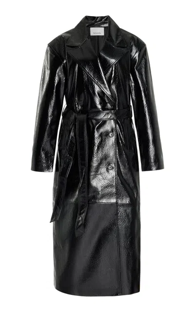 The Frankie Shop Tina Vegan Leather Trench Coat In Black