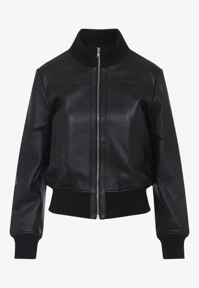 The Frankie Shop Tobias Leather Jacket In Black