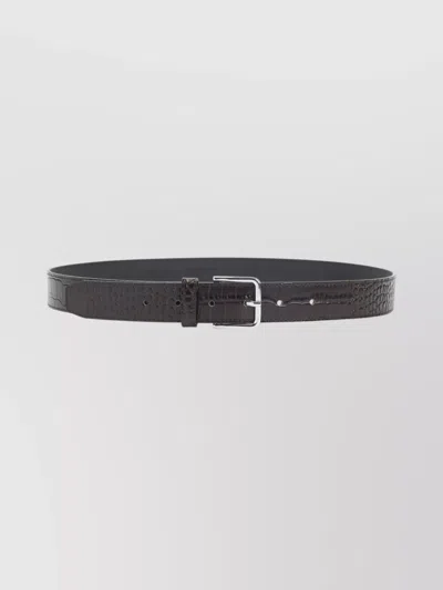 The Frankie Shop Toni Croc Leather Adjustable Belt In Black