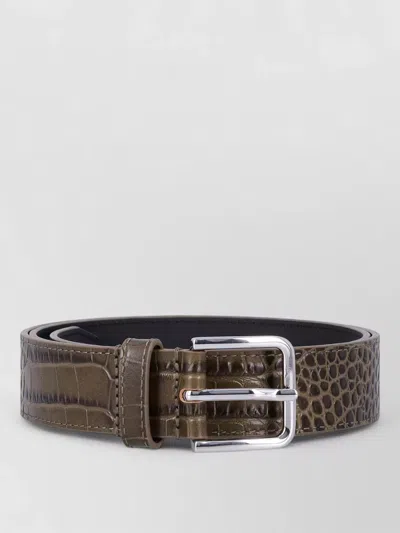 The Frankie Shop Toni Croc Patent Calf Leather Belt In Green
