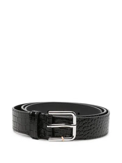 The Frankie Shop Toni Leather Belt In Black