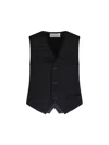 The Frankie Shop Asymmetrical Black Gilet With Adjustable Strap And V-neckline In Animal Print