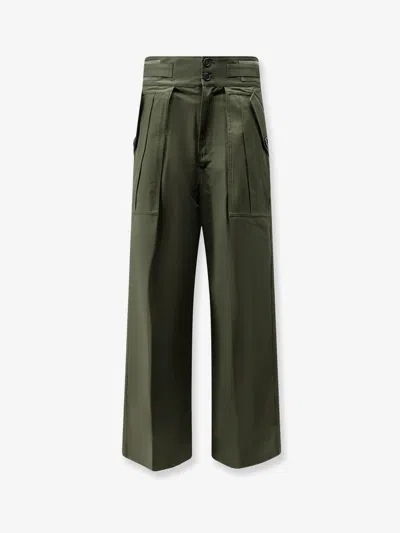 The Frankie Shop Tova Cargo Cotton Trousers In Green