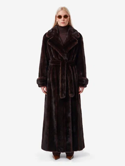The Frankie Shop Trench Daph Imbottito In Ecopelliccia Marrone Scuro In Brown