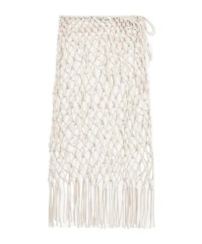 The Frankie Shop Tropea Macrame High Waist Beach Skirt In White