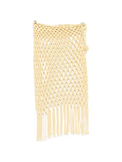 The Frankie Shop Tropea Macrame High Waist Beach Skirt In Gold