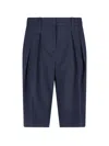 The Frankie Shop Pleated Straight Shorts Back Pocket In Blue