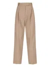 The Frankie Shop Beige Straight-leg Trousers With Front Pleats And Dual Pockets In Multi