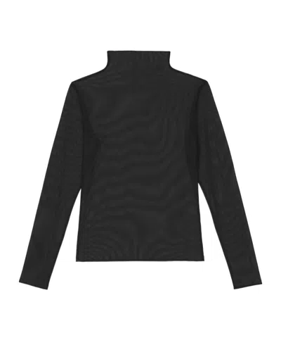 The Frankie Shop Tulia Long Sleeve Mesh Tee In Black