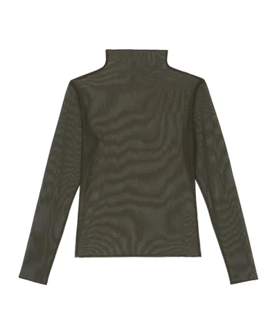 The Frankie Shop Tulia Long Sleeve Mesh Tee In Green